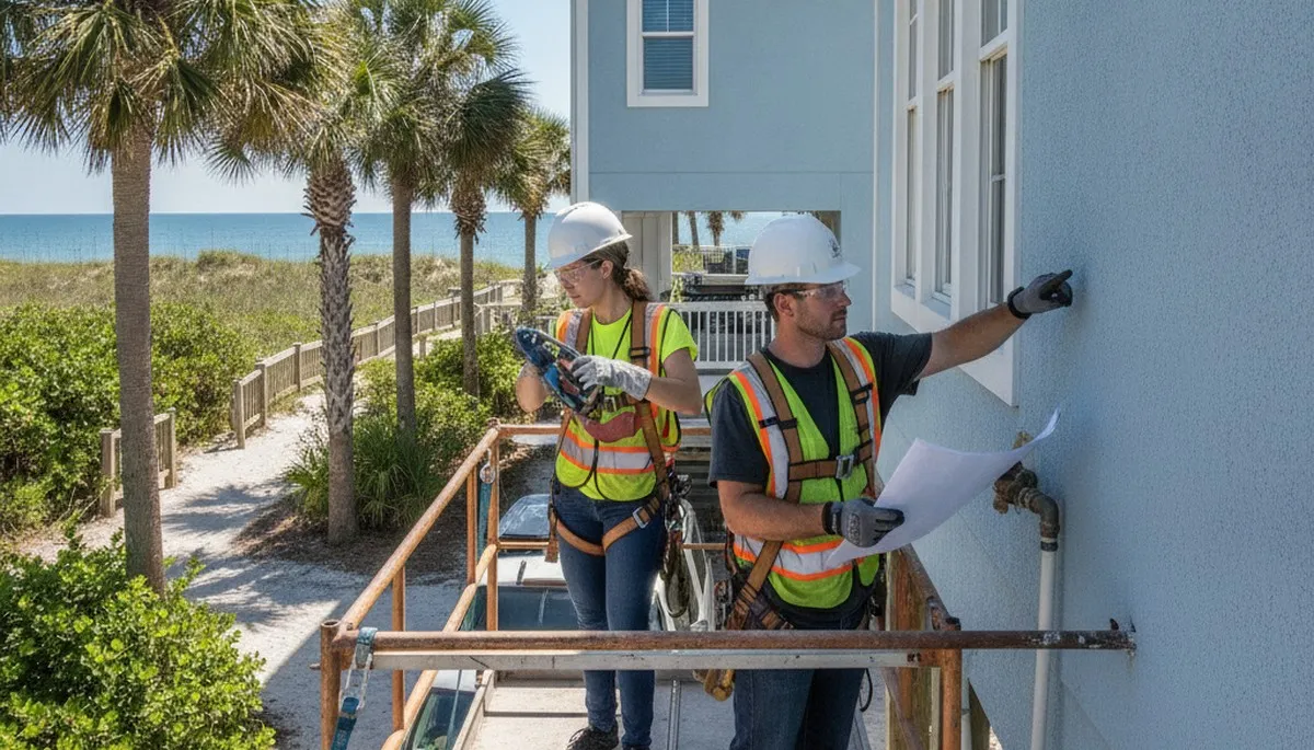 Jacksonville, FL plumbing repair technician servicing a residential pipe leak