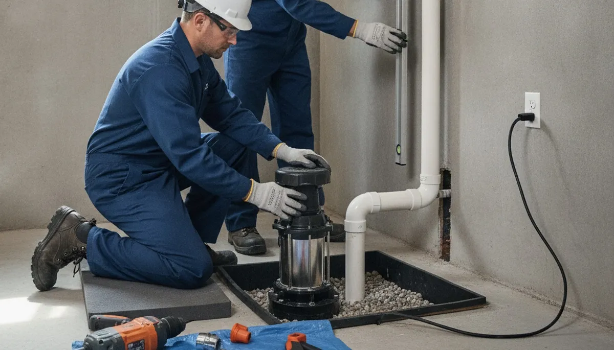 Jacksonville, FL plumber installing a sump pump to protect homes from flooding