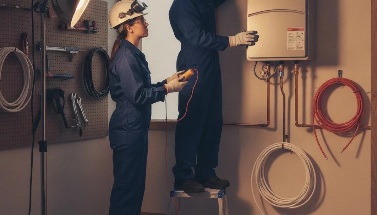 Jacksonville, FL plumber installing a tankless water heater for a home hot water upgrade