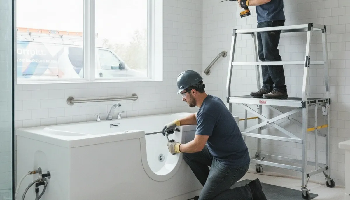 Walk-in tub installation by Jacksonville, FL plumbers for safer, more accessible bathing
